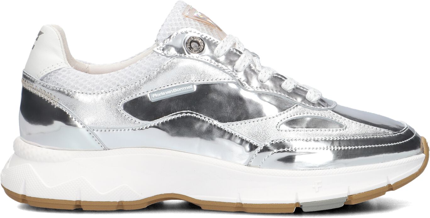Floris van Bommel Lage Sneakers Dames Sfw-10101, Maat: 35, Materiaal: Lakleer, Kleur: Zilver