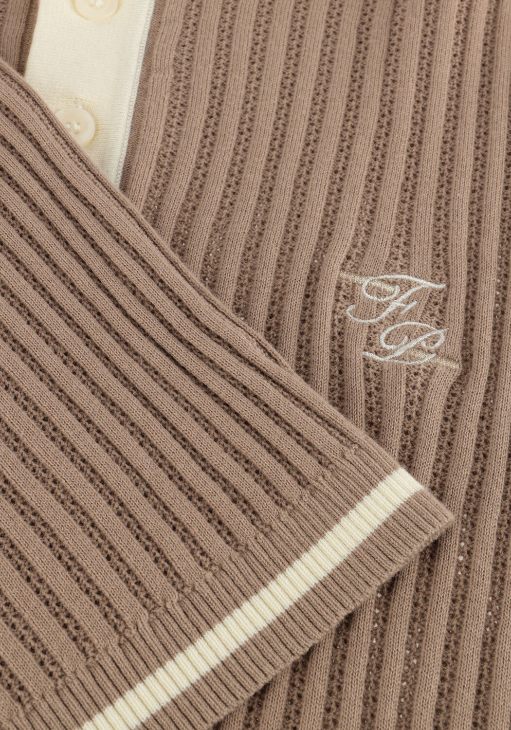 Taupe FILLING PIECES Polo FINE KNIT POLO - large