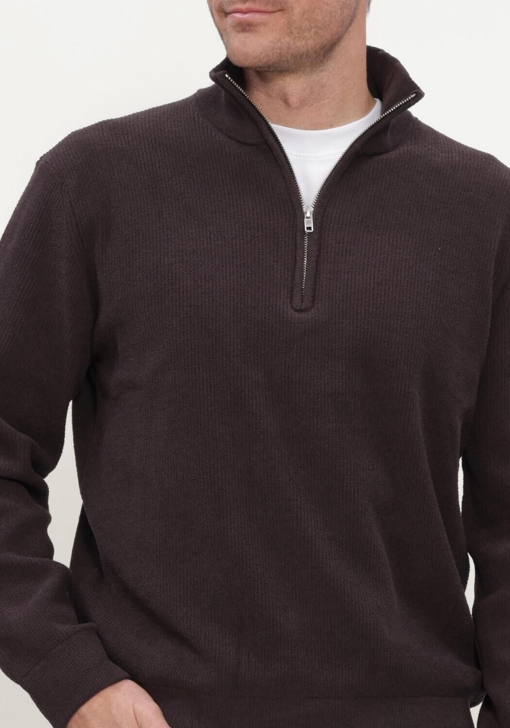 Bruine NN.07 Trui DANNY HALF ZIP 6429 - large
