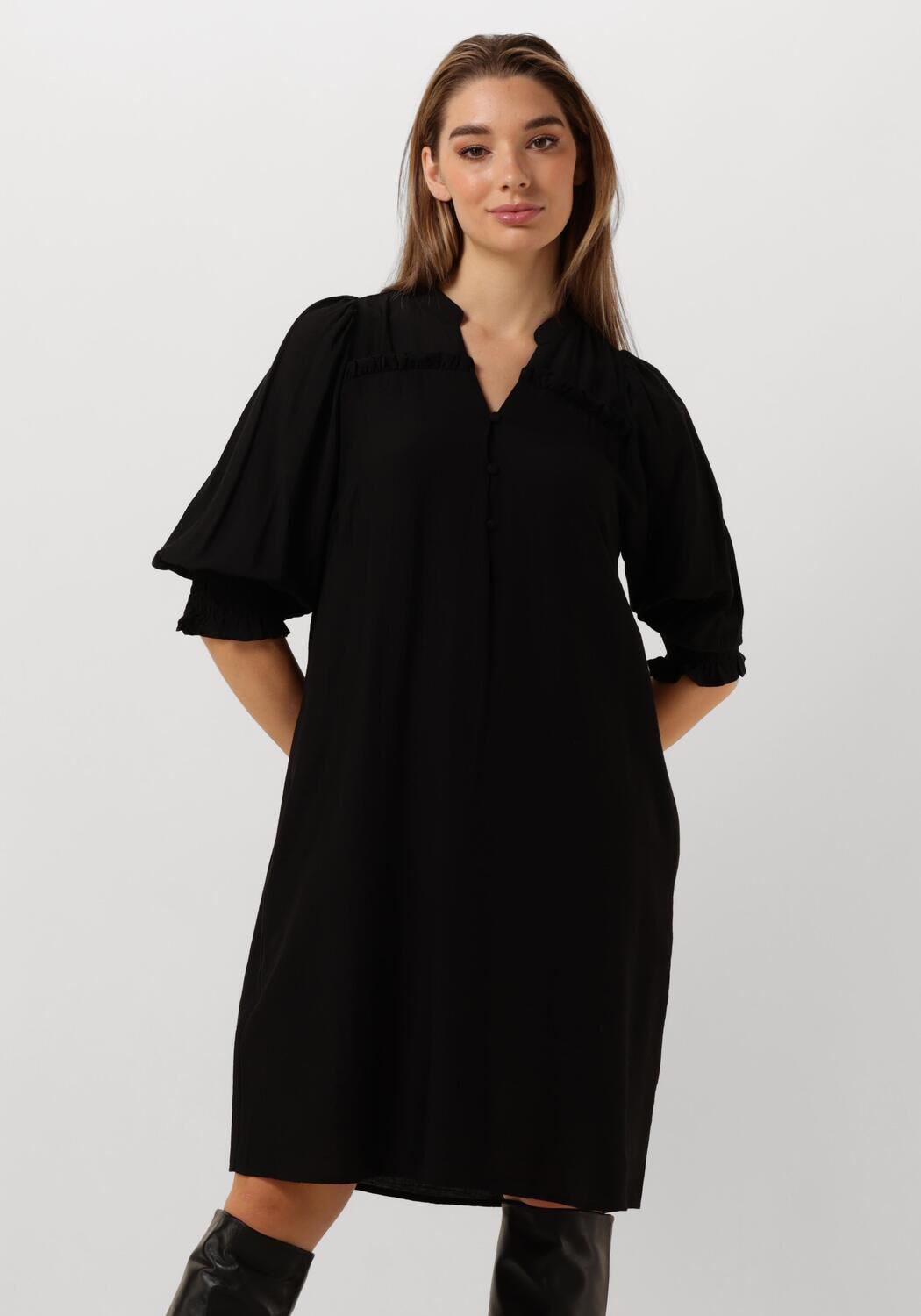 Co'Couture Mini Jurk Dames Hera Frill Crop Dress, Maat: S, Kleur: Zwart