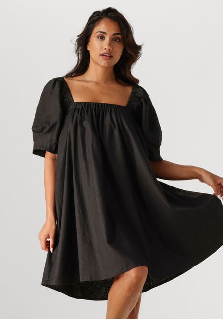 Zwarte GESTUZ Mini jurk ELARAHGZ LINEN SHORT DRESS - large