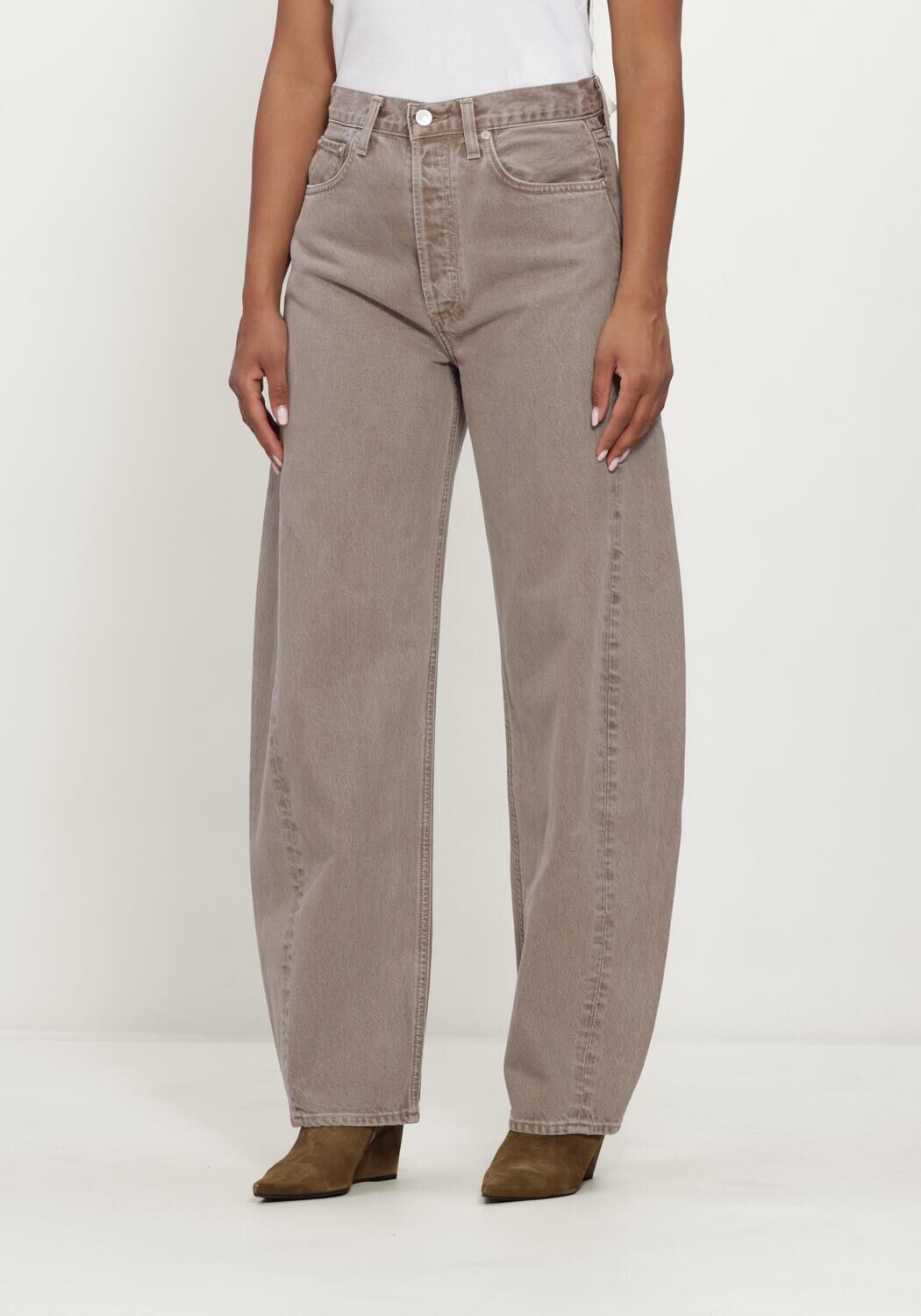 Grijze AGOLDE Barrel jeans LUNA PIECED JEAN IN CEDAR - large