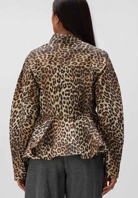 Bruine GANNI Blouses PRINTED STRETCH COTTON PEPLUM SHIRT - large