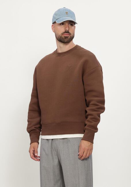Bruine AMI PARIS Sweater QUOTA - SWEATSHIRT WITH TONAL EMBOSSED BIG AMI DE COEUR - large