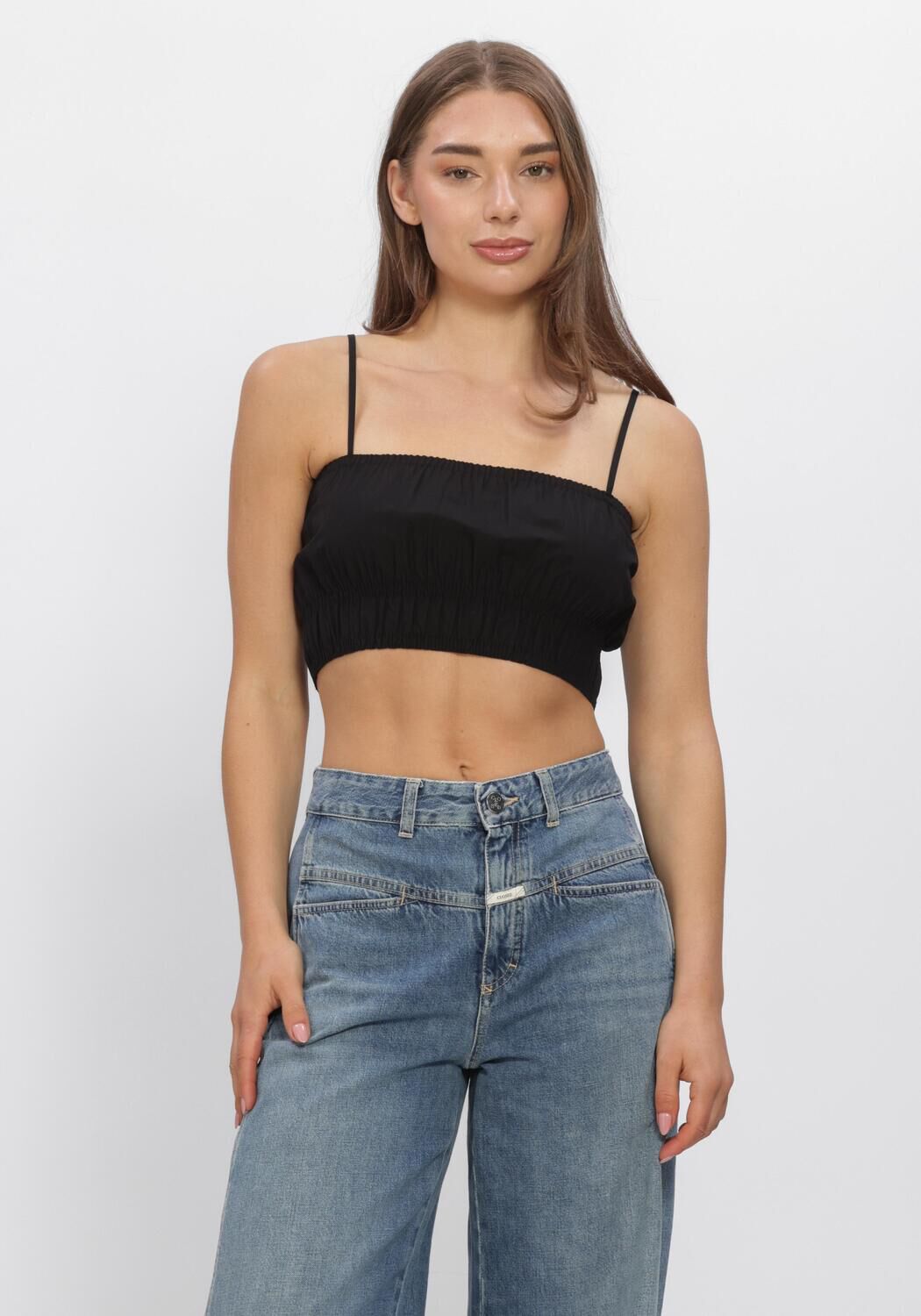 Zwarte CLOSED Tops & T-shirts GATHERED TOP - large