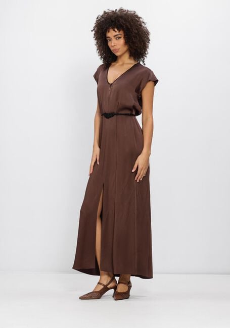 Bruine FORTE FORTE Maxi jurk ENVERS SATIN SHINY KAFTAN DRESS - large