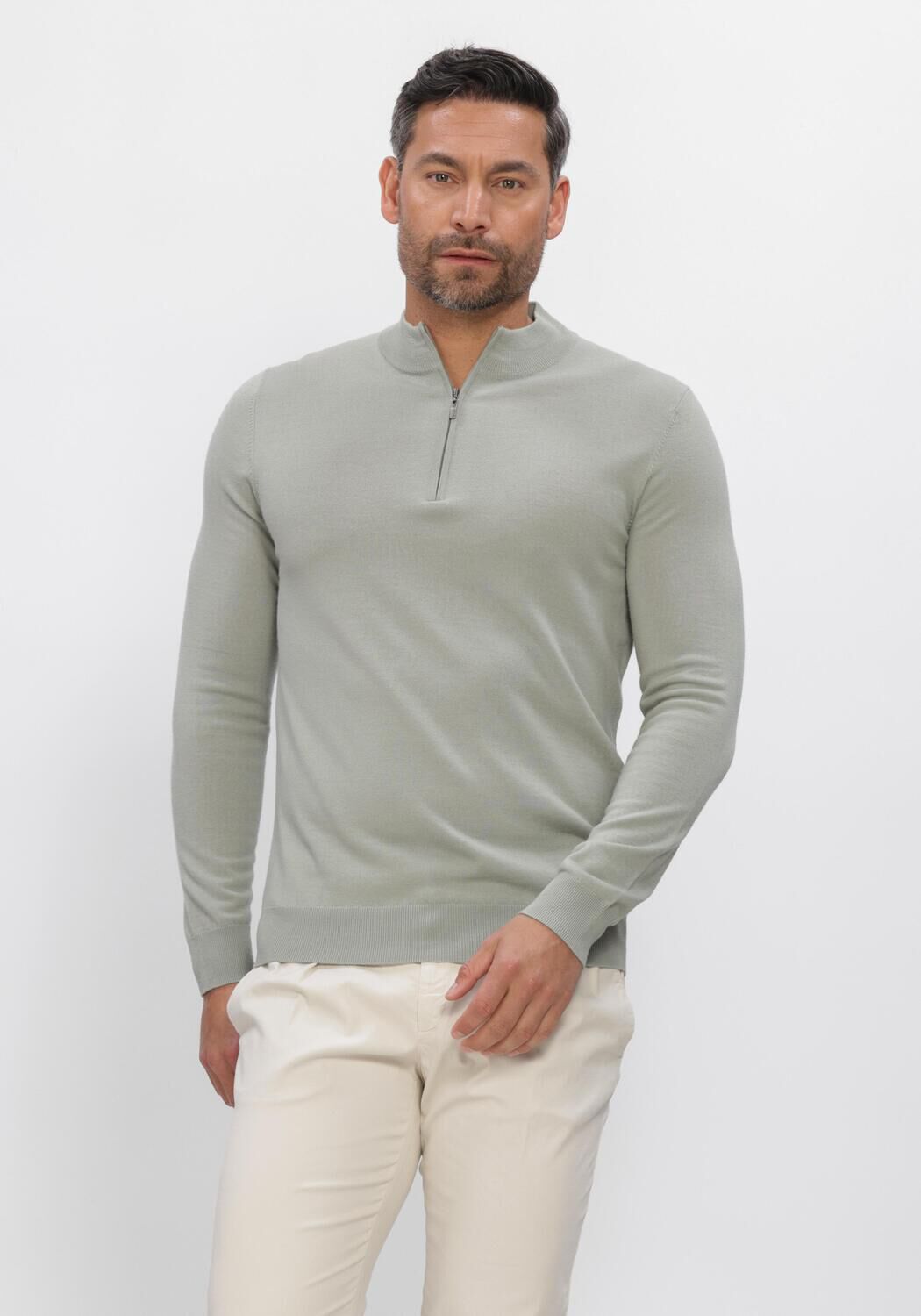 Groene STEFANO LAURAN Trui HALF ZIP ANDERS - large