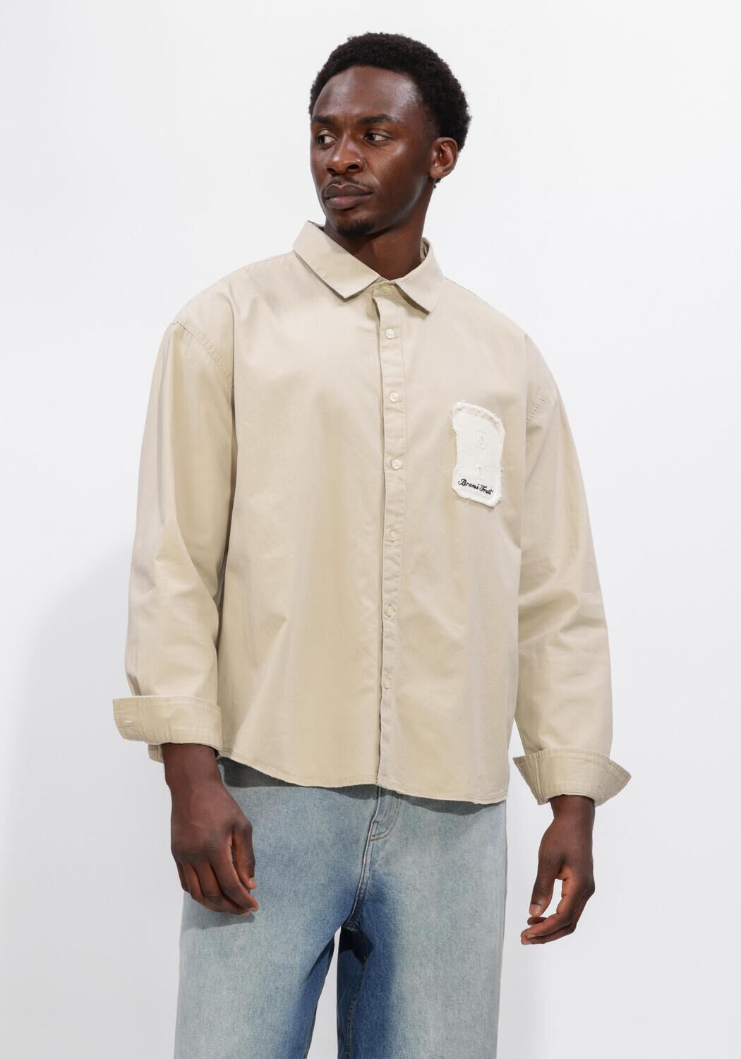 Zand BRAM'S FRUIT Casual overhemd LONGSLEEVE VARSITY SHIRT - large