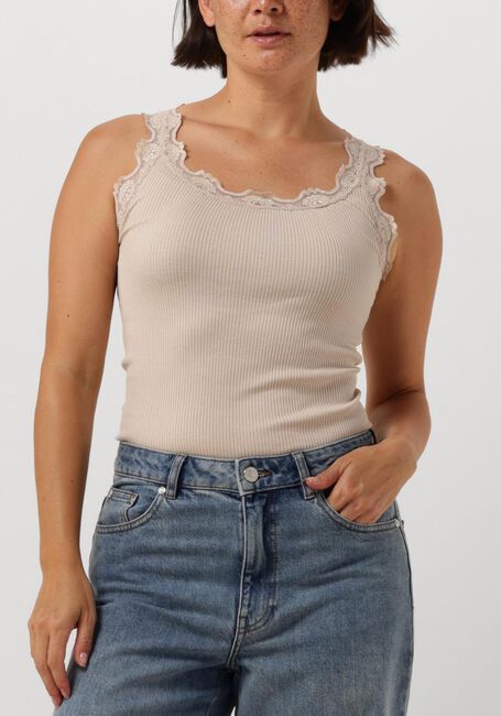 Beige ROSEMUNDE Top BABETTE SILK TOP W/ LACE - large
