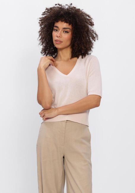 Roze FORTE FORTE Top WOOL CASHMERE GAUZE HALF SLEEVES KNIT - large