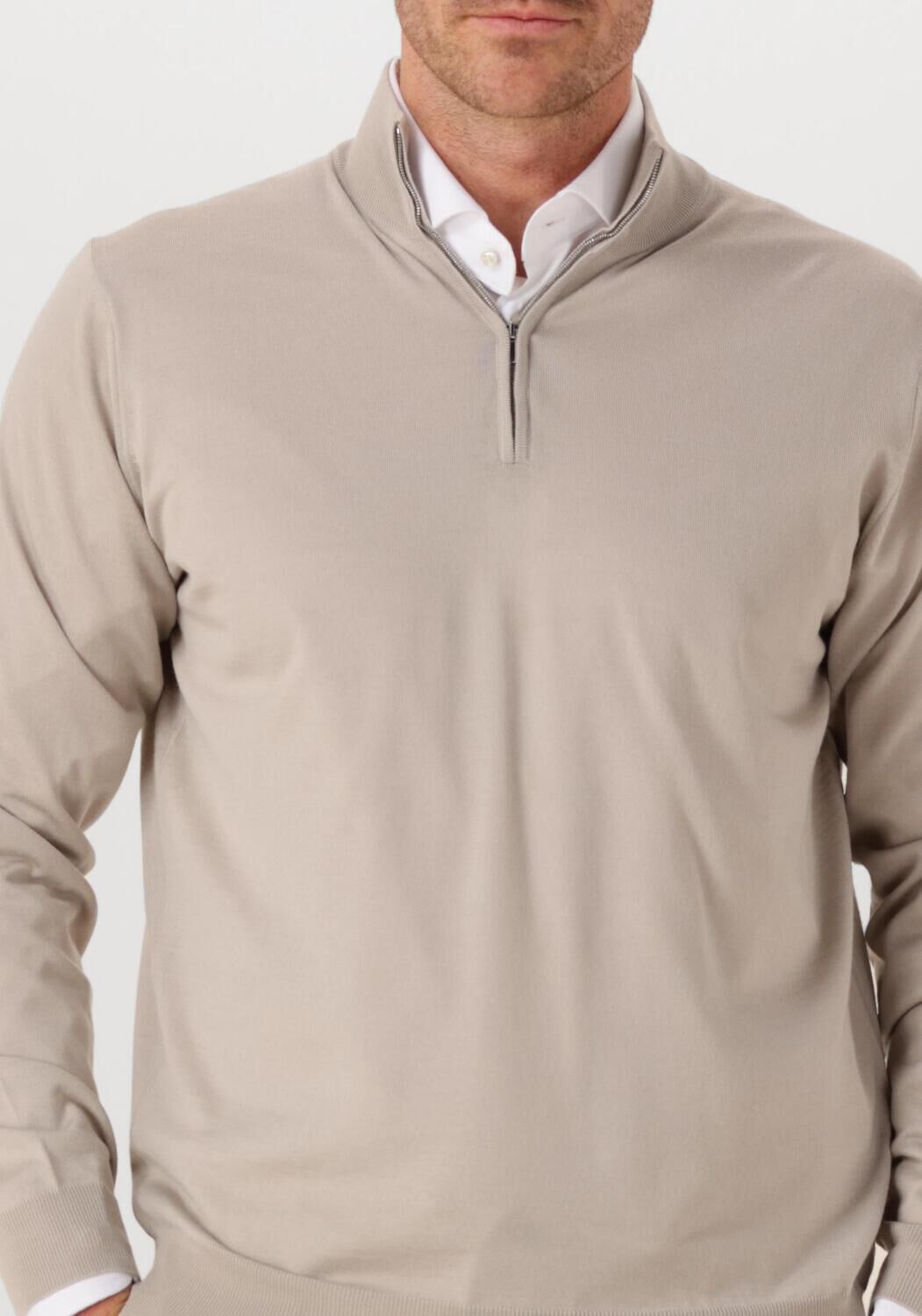 Beige FILIPPO DE LAURENTIIS Trui MEZZA ZIP ML R.MERINO - large