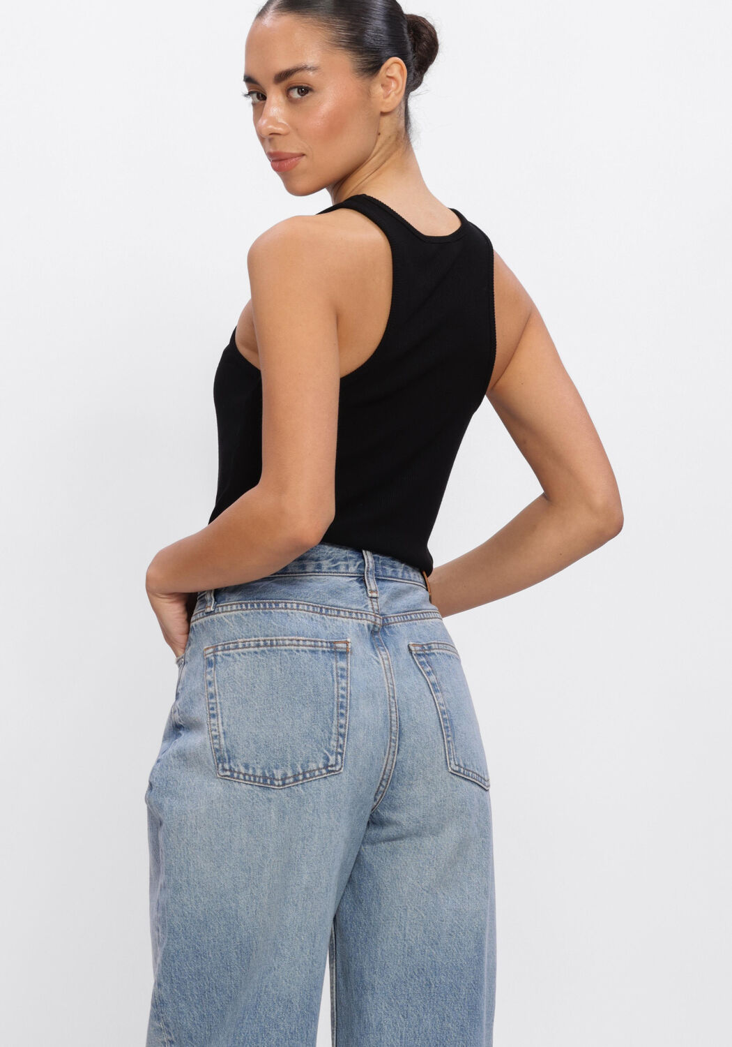 Zwarte ANINE BING Top COLE TANK BLACK - large