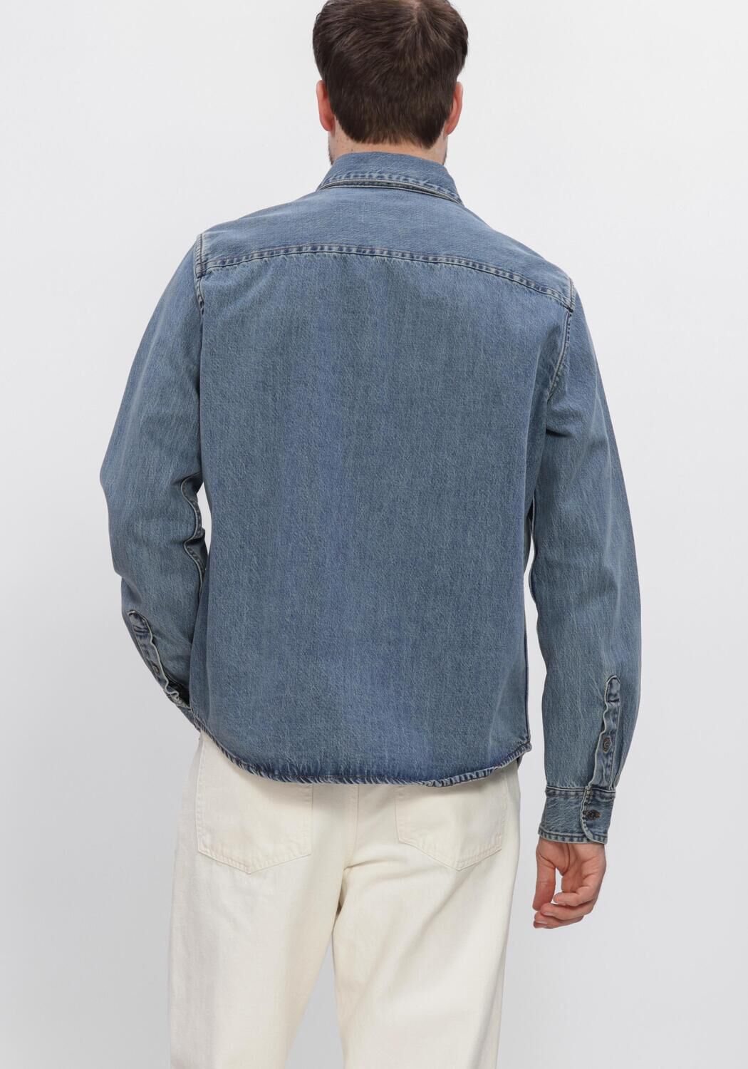 Blauwe AMI PARIS Casual overhemd CONTRASTED AMI DE COEUR SHIRT - large