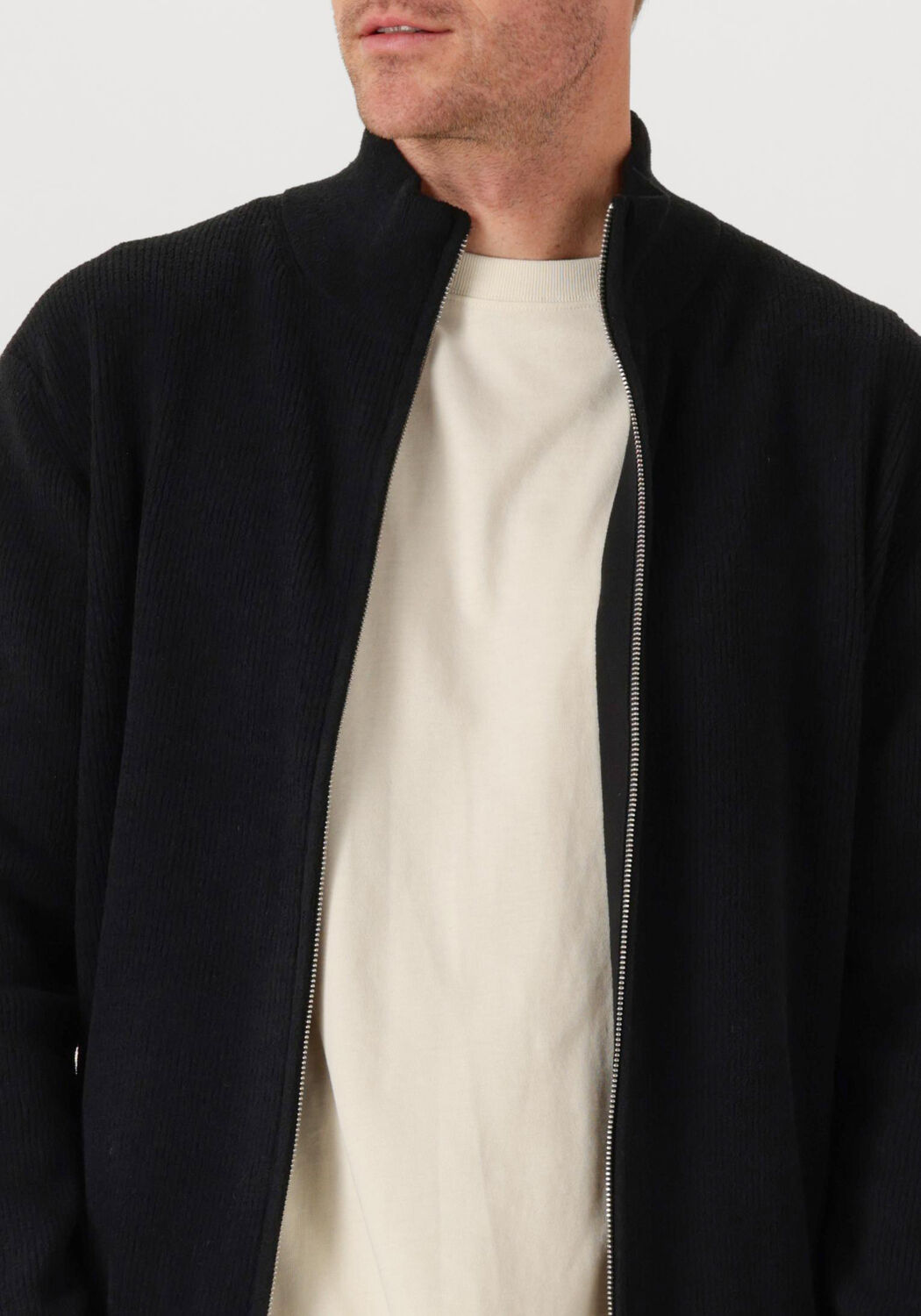 Zwarte NN.07 Trui DANNY FULL ZIP 6429 - large