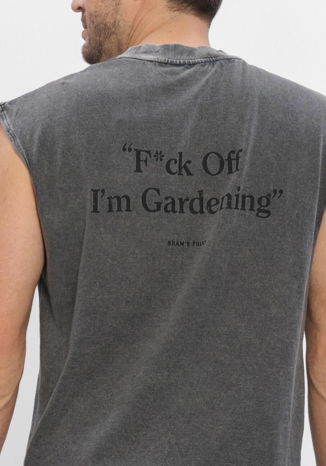 Grijze BRAM'S FRUIT T-shirt &ldquo;F*CK OFF&rdquo; SLEEVLESS T-SHIRT DISTRESSED - large