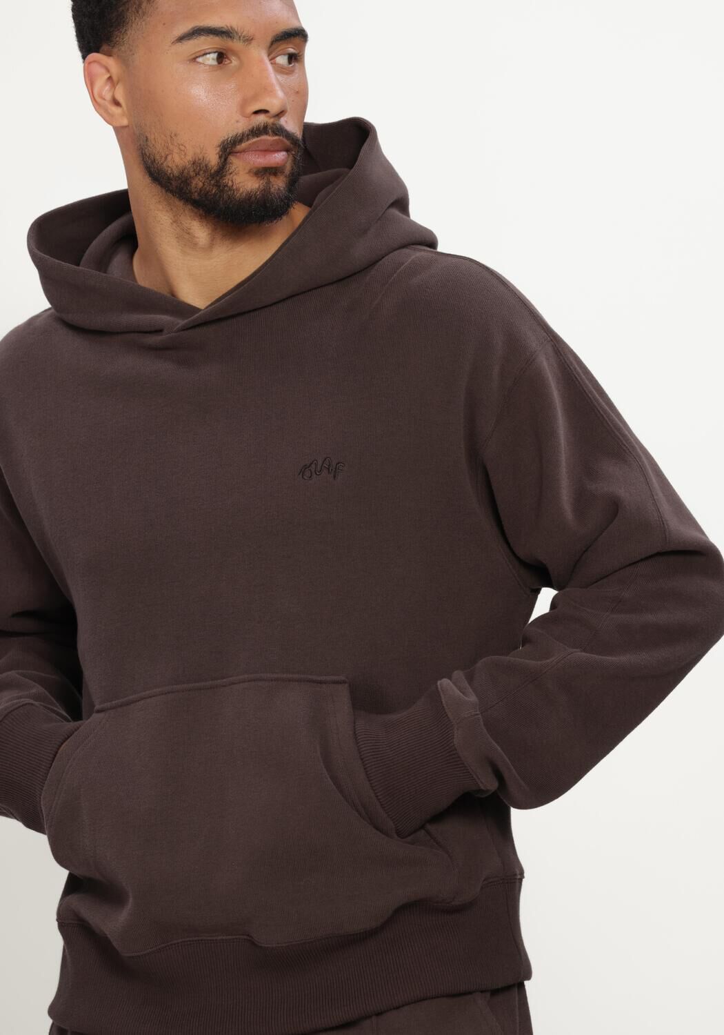 Bruine OLAF HUSSEIN Sweater SIGNATURE BOXY HOODIE - large