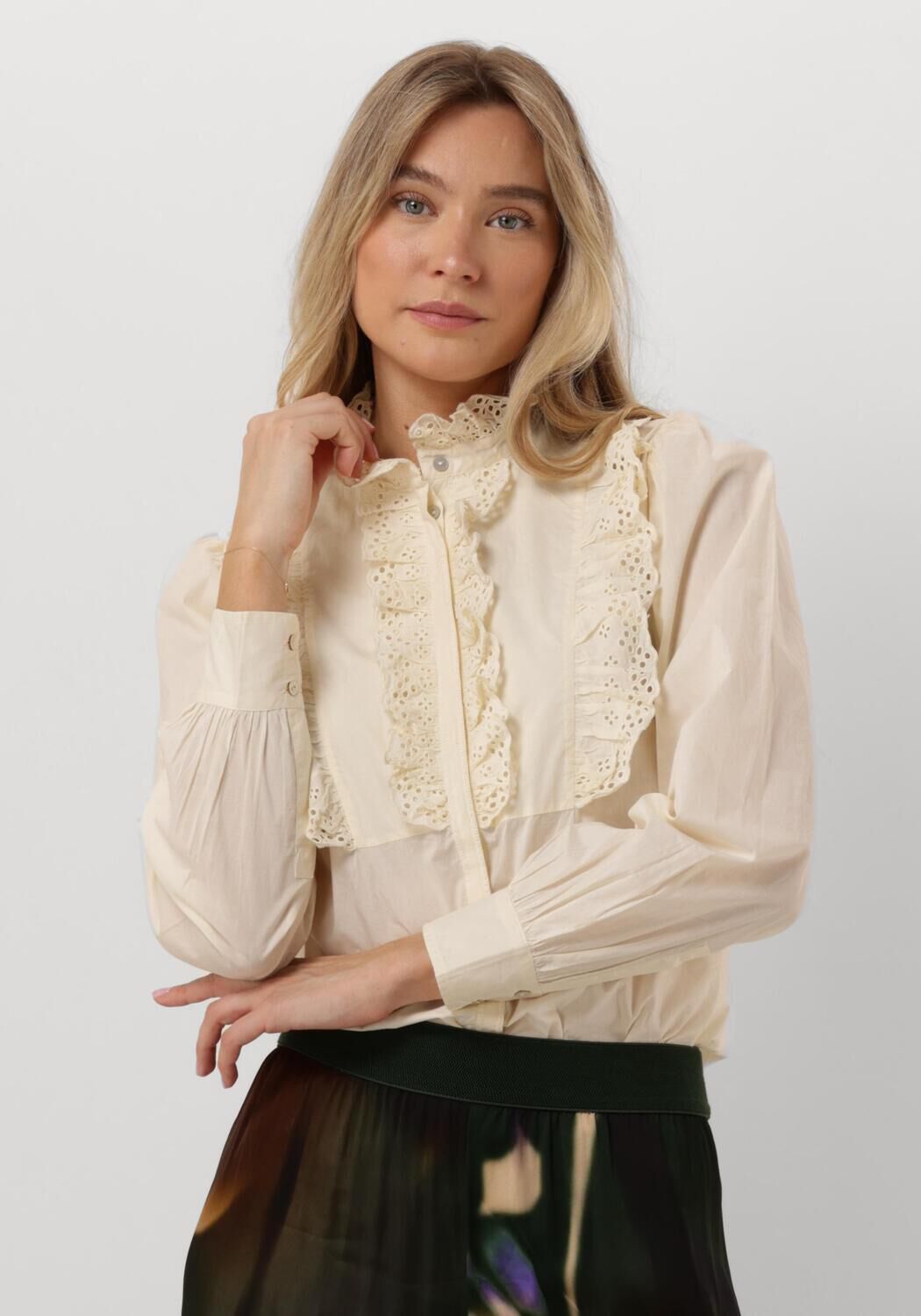 Antik Batik Blouse Dames Charlotte Blouse, Maat: L, Kleur: Ecru