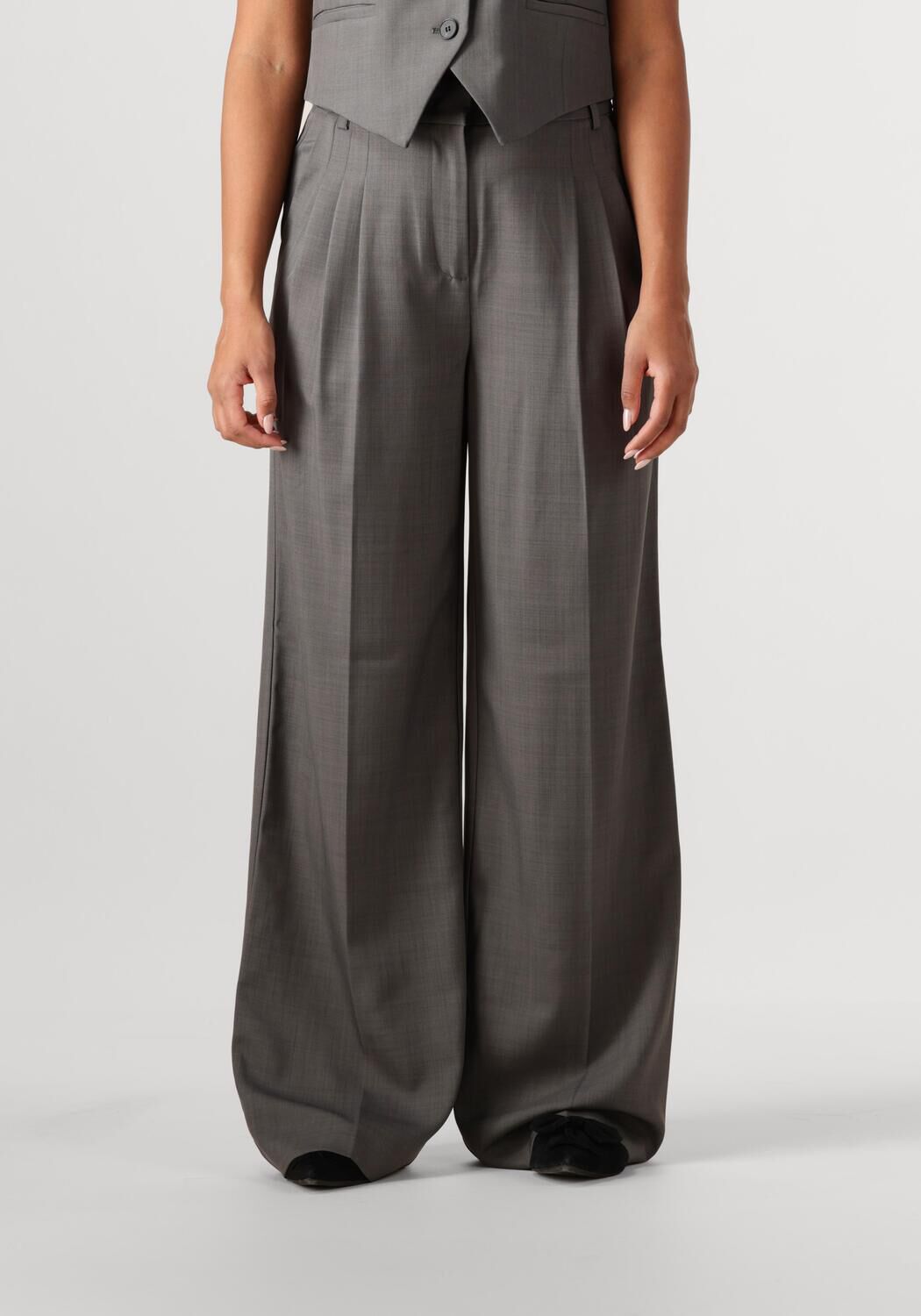 Co'Couture Pantalon Dames Liane Pleat Pant, Maat: L, Kleur: Donkergrijs