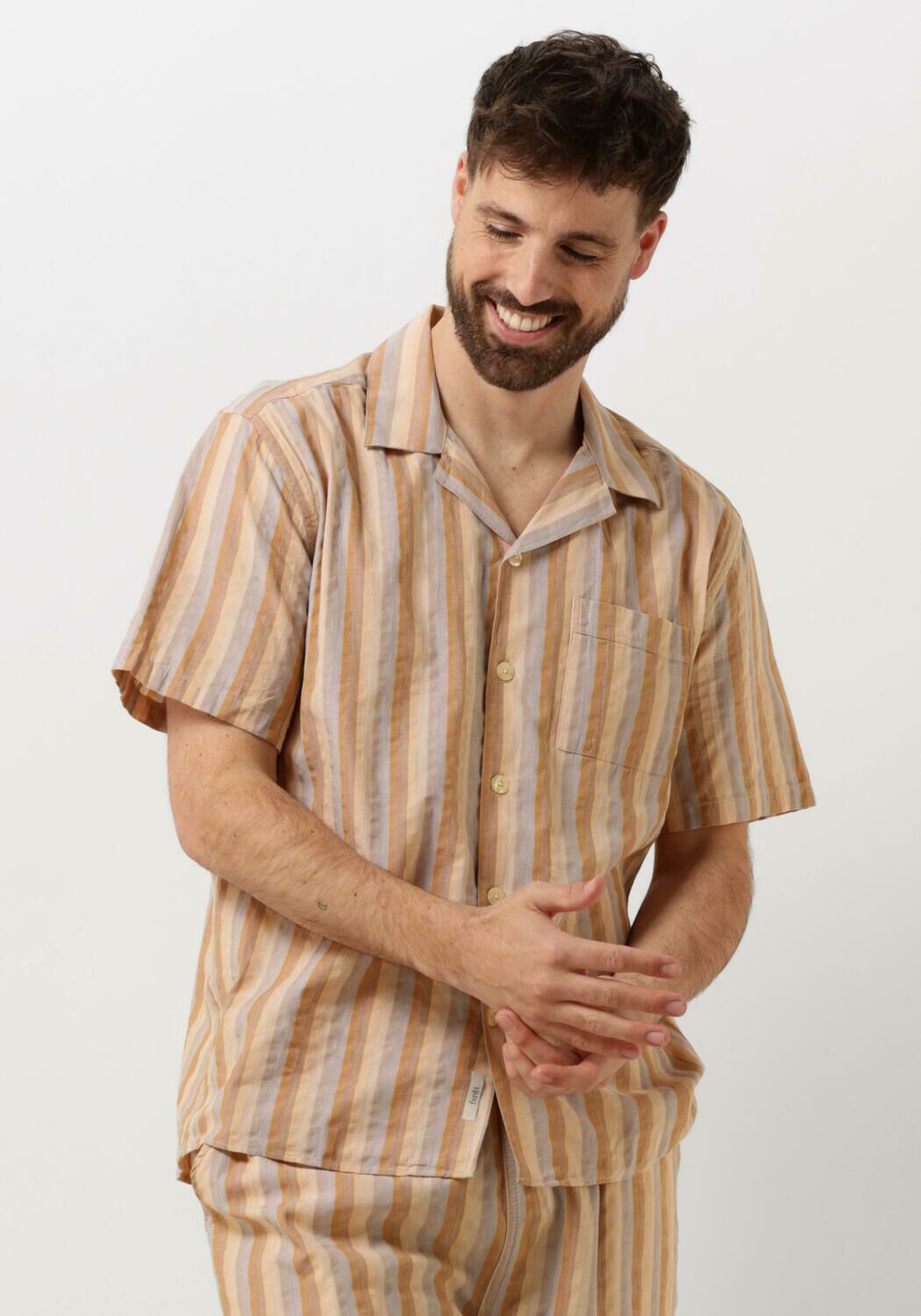 Forét Casual Overhemd Heren Otter Seersucker Ss Shirt, Maat: S, Kleur: Bruin afbeelding 1