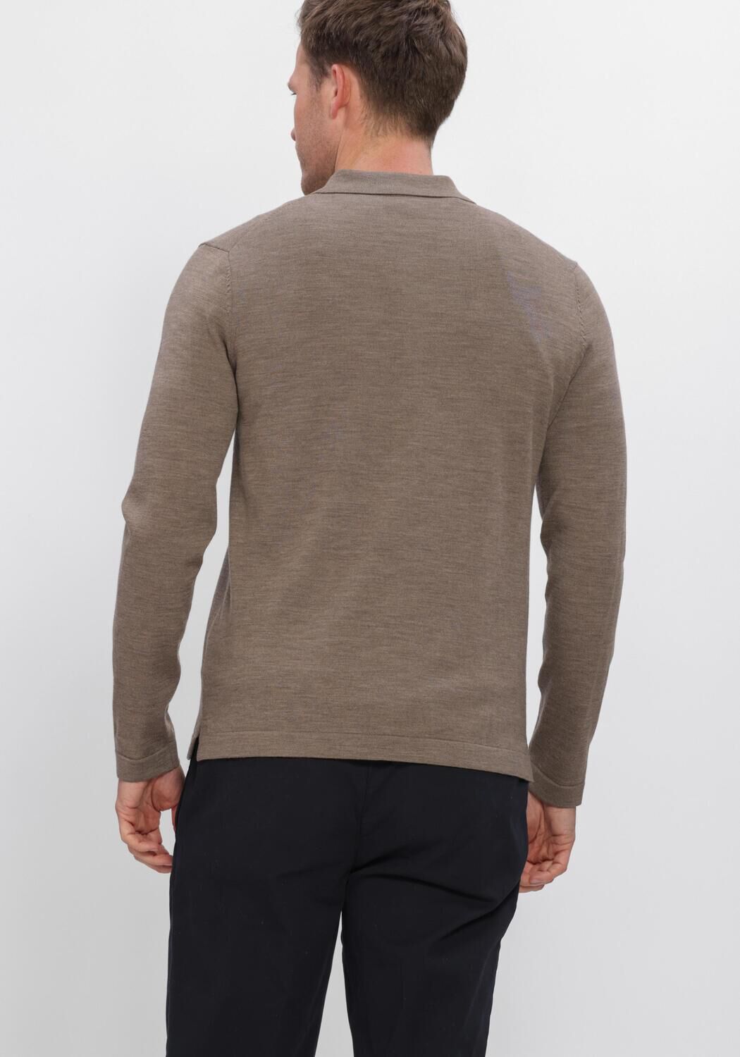 Bruine PROFUOMO Trui POLO FULL BUTTON LS EXTRAFINE MERINO - large
