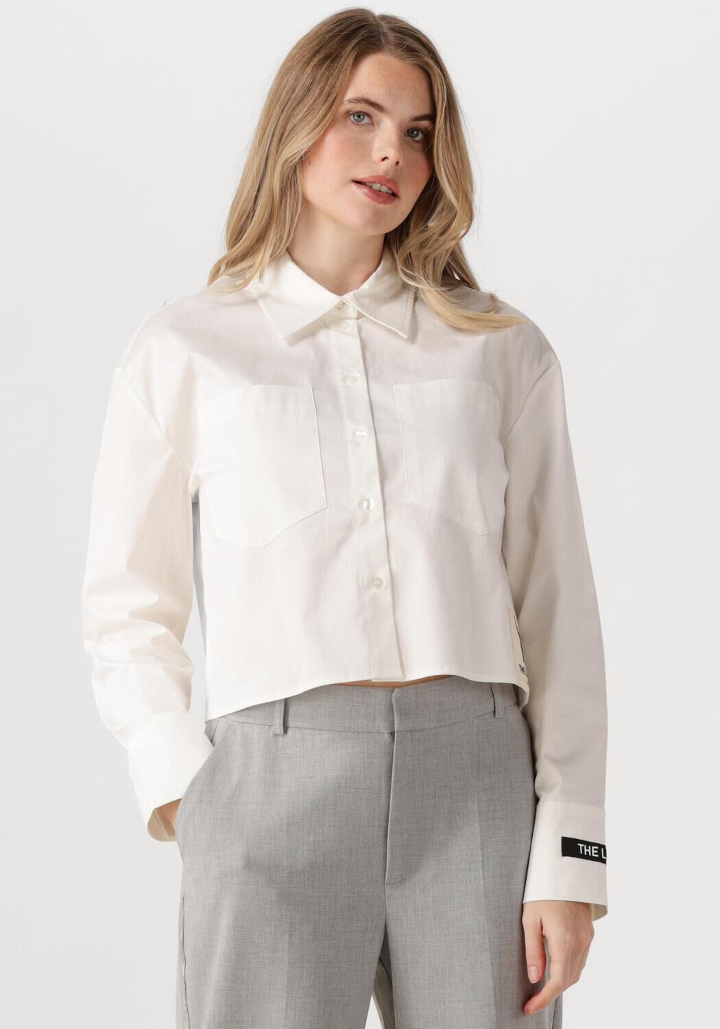 Alix the Label Blouse Dames Ladies Woven Cropped Blouse, Maat: L, Kleur: Wit