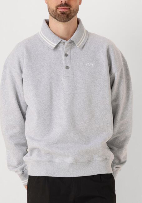 Lichtgrijze OLAF HUSSEIN Trui ZIP THROUGH KNITTED MOCK NECK - large