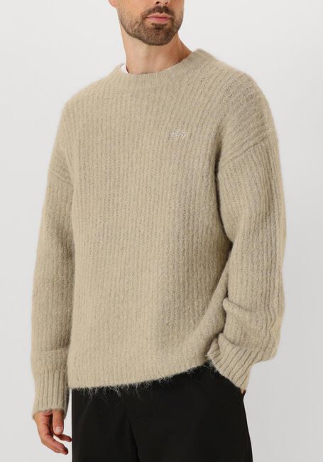 Beige OLAF HUSSEIN Trui HAIRY KNITTED CREWNECK - large