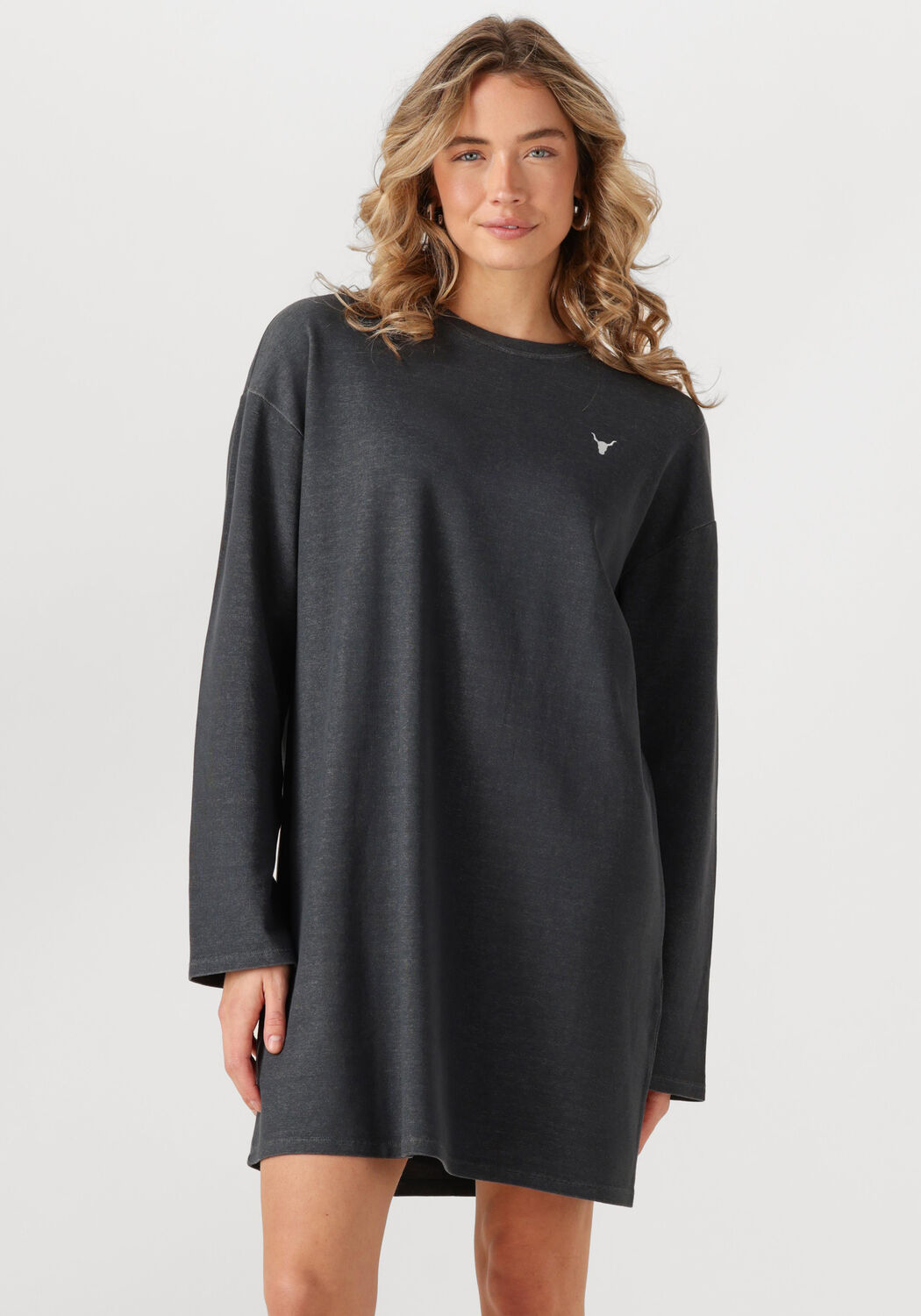 Alix the Label Mini Jurk Dames Ladies Knitted Sweater Dress, Maat: L, Kleur: Donkergrijs