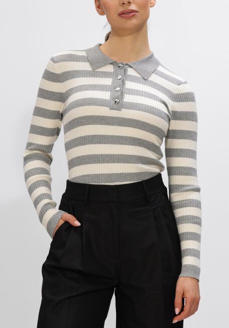 Lichtgrijze CO'COUTURE Truien/vesten BONNY STRIPE L/S POLO KNIT - large