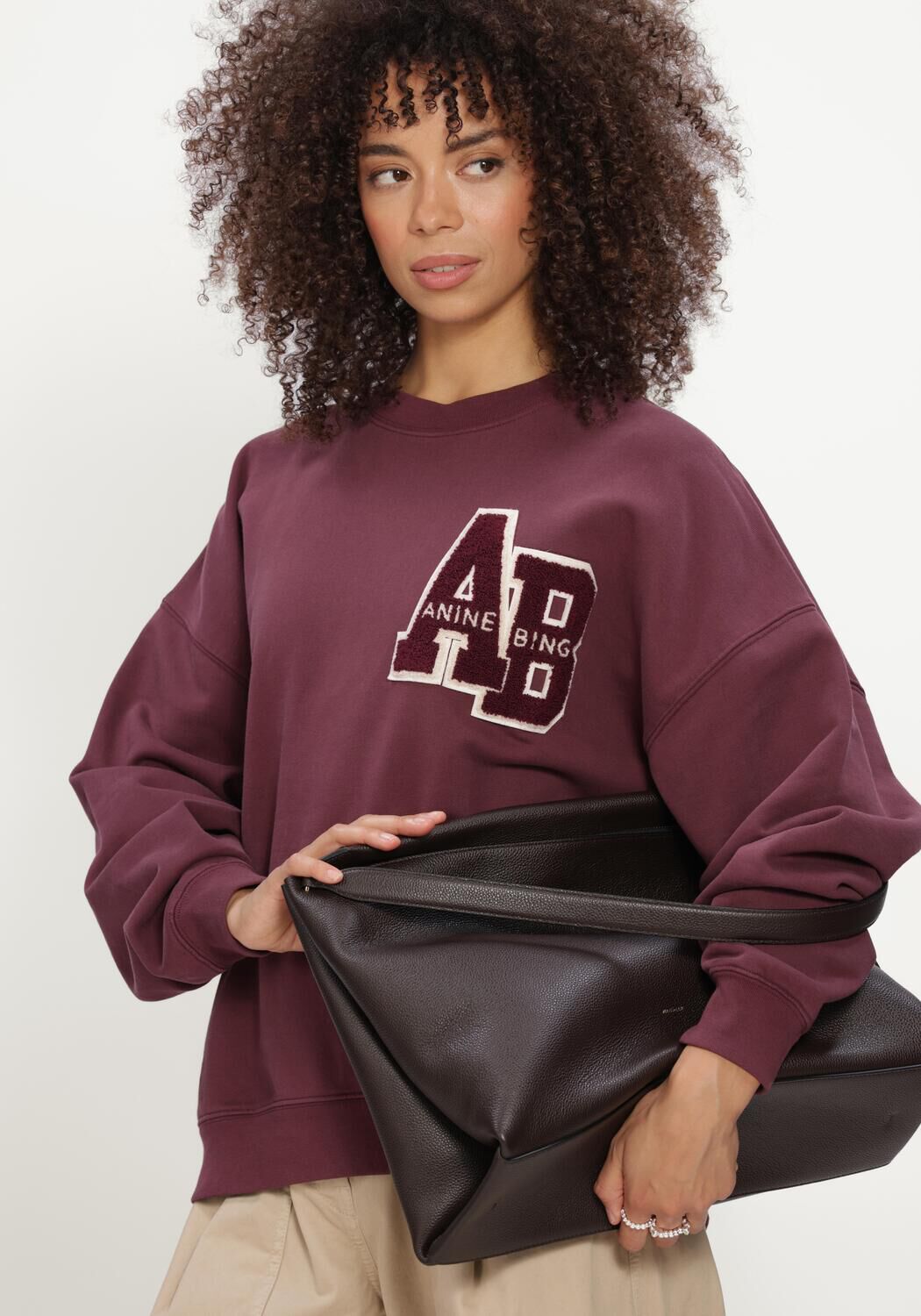 Bordeaux ANINE BING Sweater MILES SWEATSHIRT LETTERMAN - large