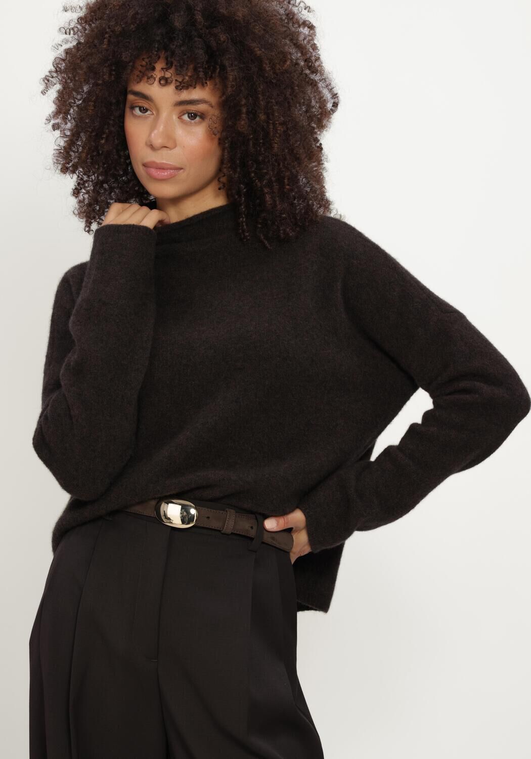 Bruine FILIPPA K Trui MIKA YAK FUNNELNECK SWEATER - large