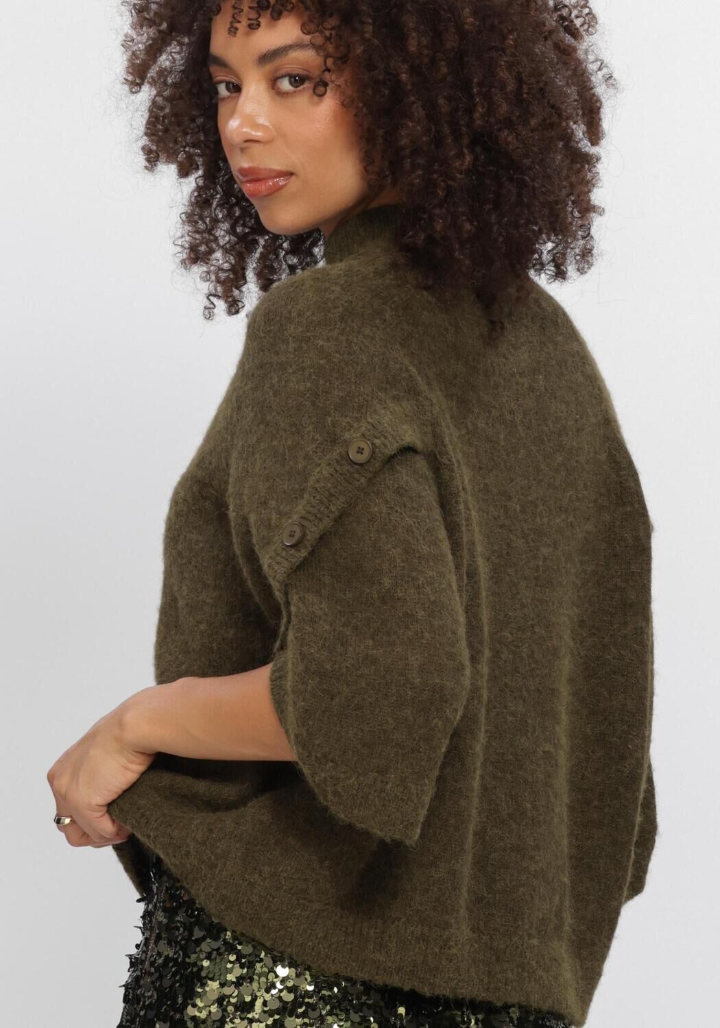 Donkergroene DANTE6 Trui MAHANI CAPE SWEATER - large