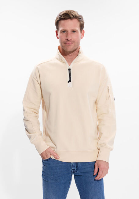 Creme CP COMPANY Trui SWEATSHIRTS POLO COLLAR IN DIAGONAL RAISED FLEECE - large