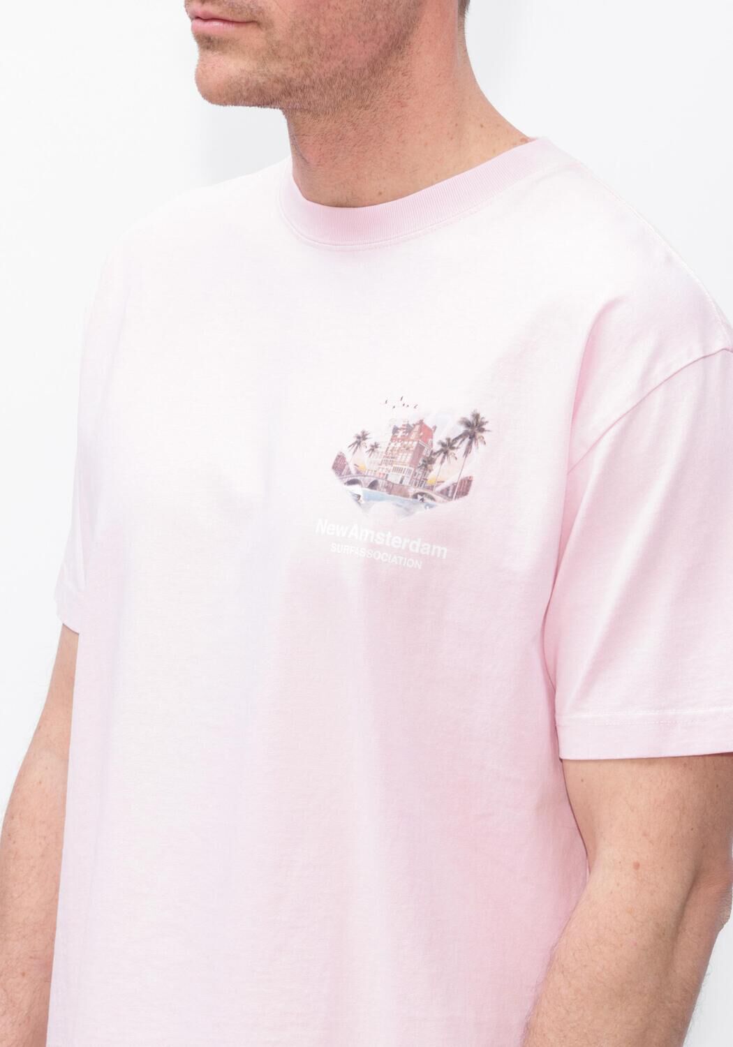 Lichtroze NEW AMSTERDAM SURF ASSOCIATION Polo TROPICAL TEE - large