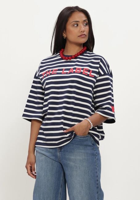 Blauwe ALIX THE LABEL Tops & T-shirts LADIES KNITTED Y/D STRIPE T-SHIRT - large