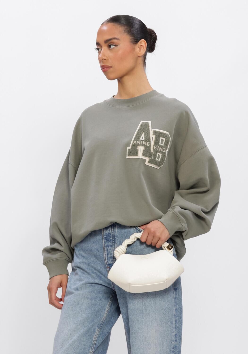 Groene ANINE BING Trui MILES SWEATSHIRT LETTERMAN - large