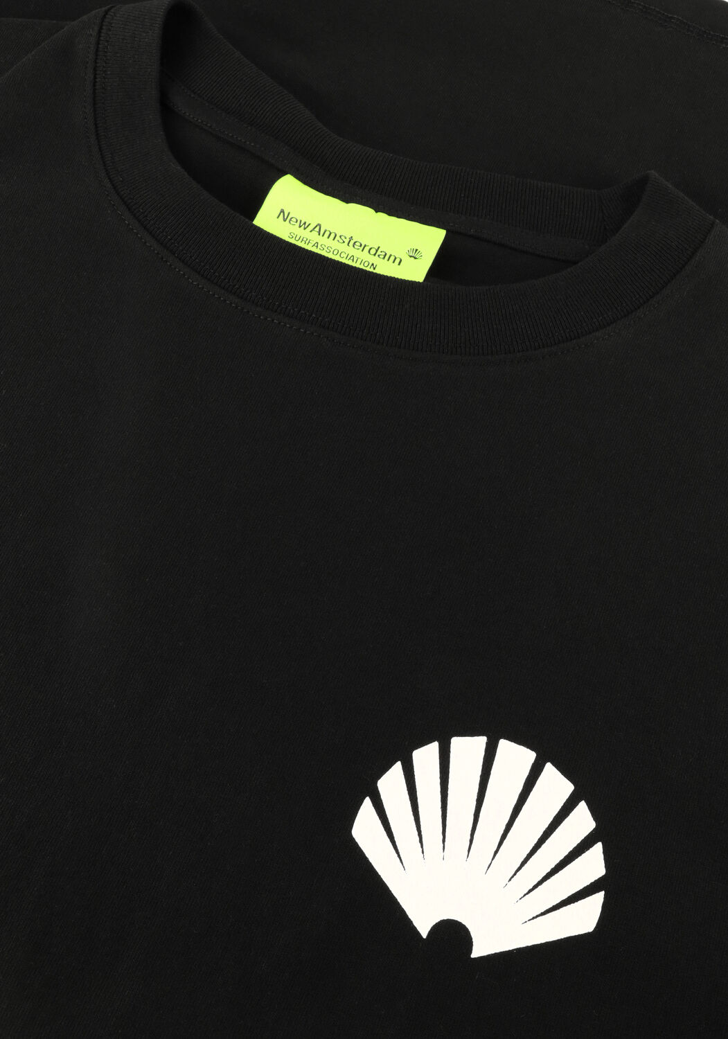 Zwarte NEW AMSTERDAM SURF ASSOCIATION T-shirt LOGO TEE BLACK/ WHITE - large