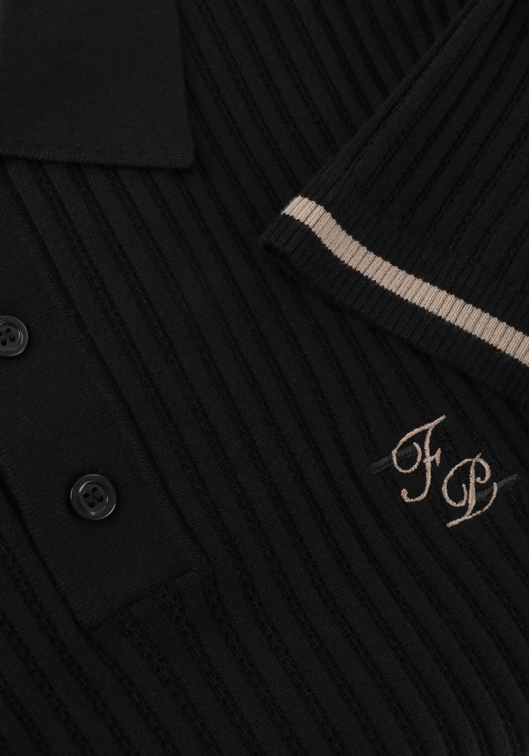 Zwarte FILLING PIECES Polo FINE KNIT POLO - large