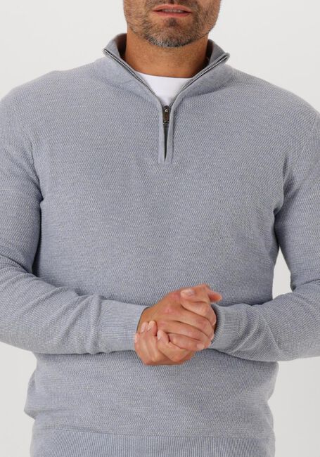 Grijze PROFUOMO Trui PULLOVER HALF ZIP TWINKLE SLUB - large