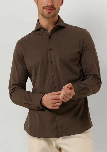 Bruine PROFUOMO Klassiek overhemd SHIRT X-CUTAWAY JAPANESE KNITTED - large