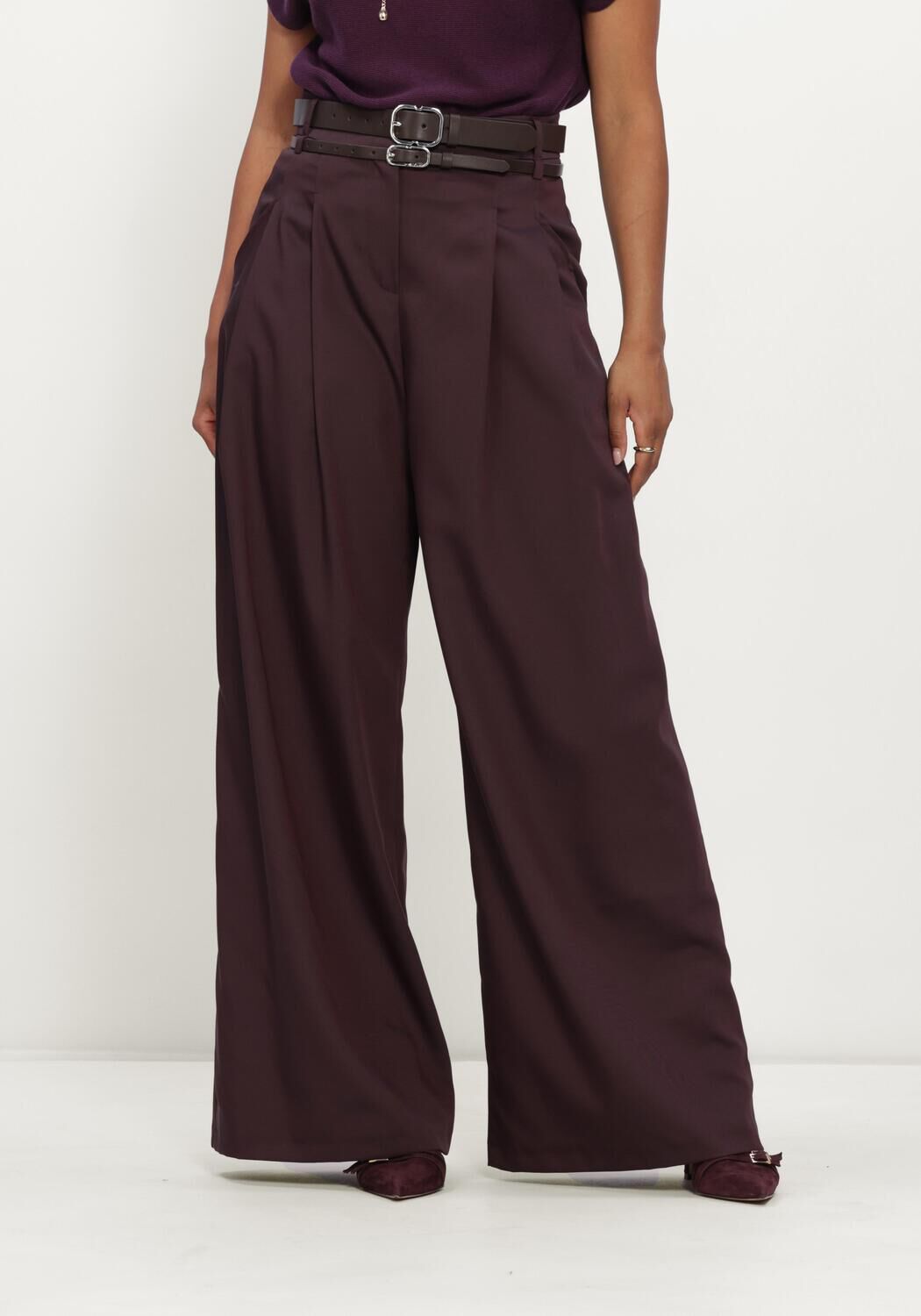 Bordeaux CAROLINE BISS Wijde broek 4551 - large