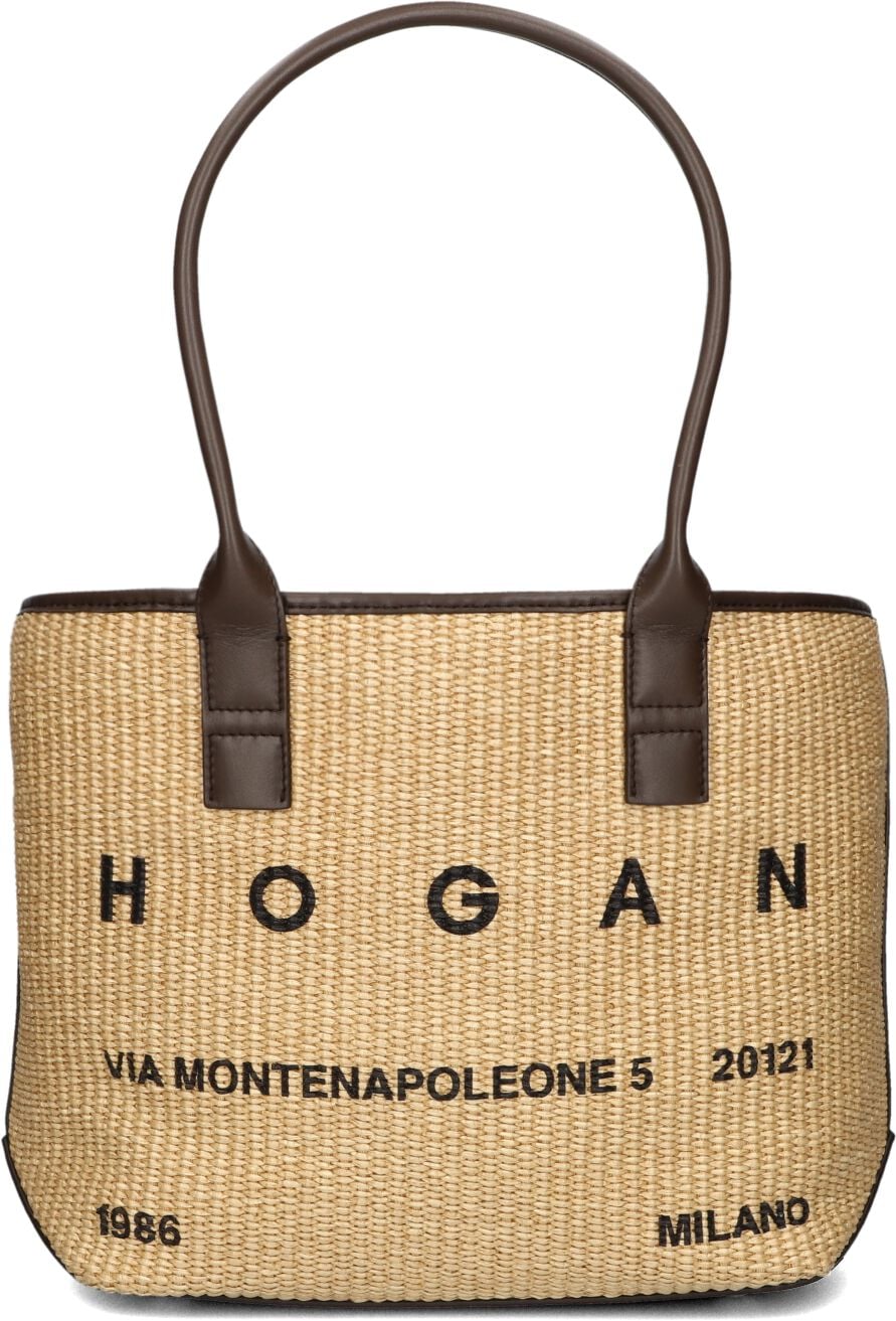 Hogan Hogan Shopper Dames Address Shopping Piccola, Materiaal: Raffia, Kleur: Zand