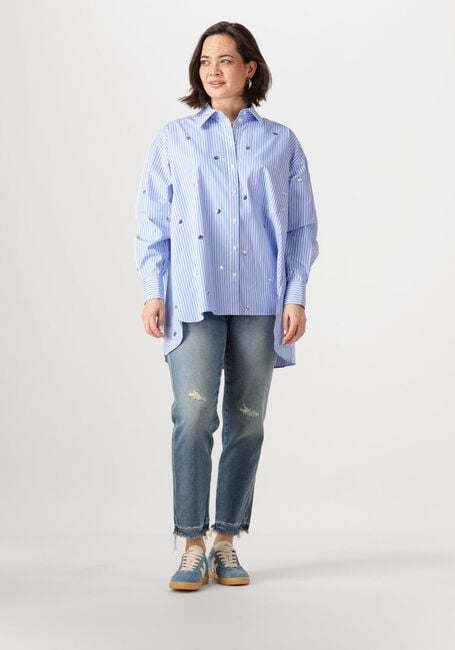 Blauwe DANTE6 Blouses QUE OVERSIZED STRIPE SHIRT - large