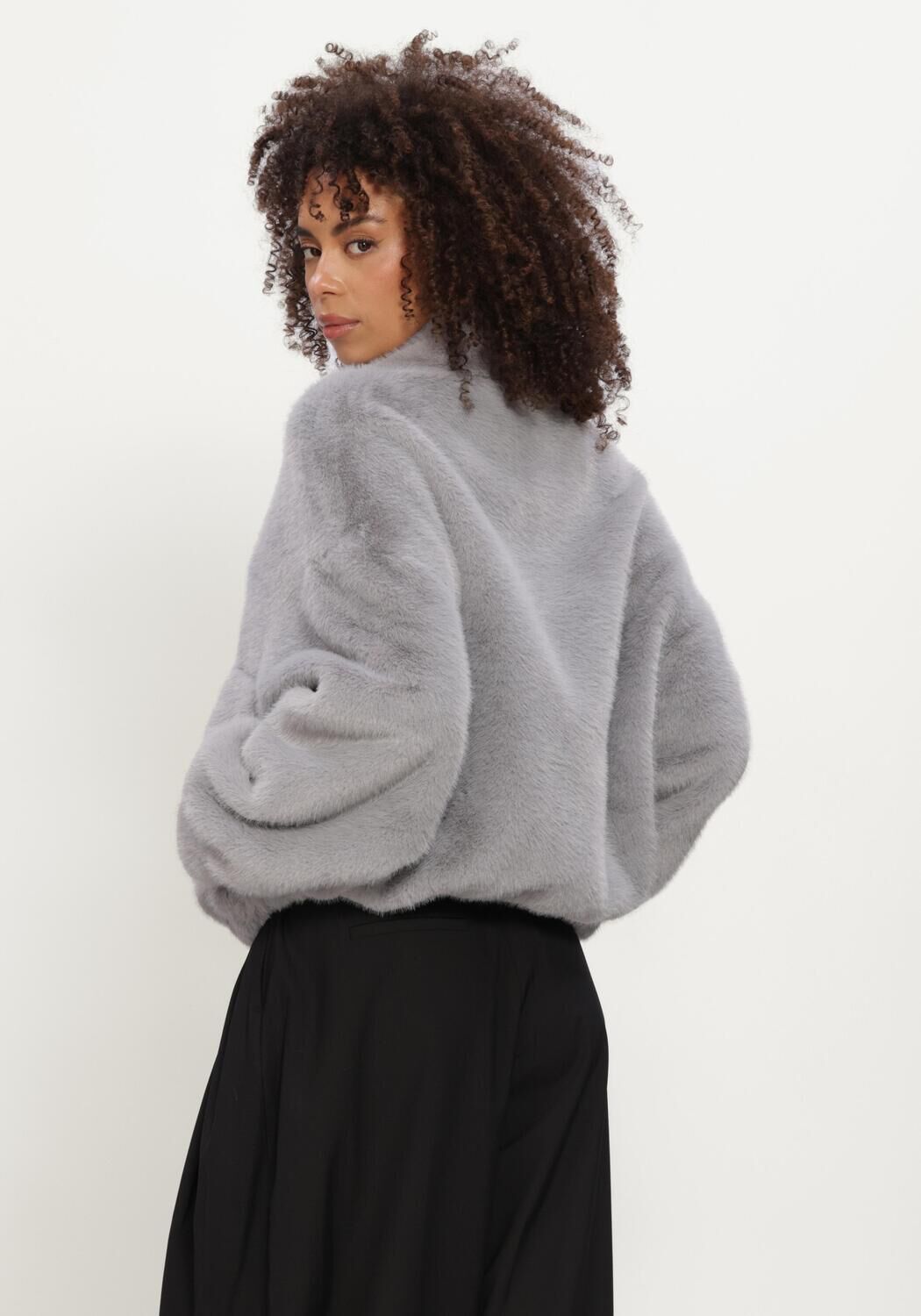 Grijze IBANA Faux fur jas CHARLEY - large
