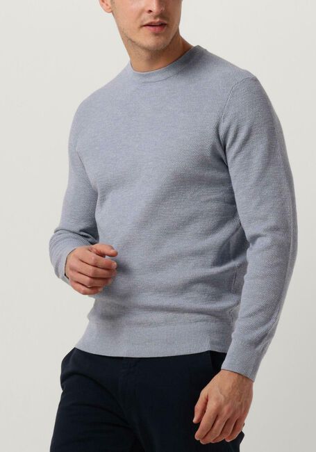Lichtblauwe PROFUOMO Trui STRUCTURE CREW NECK - large