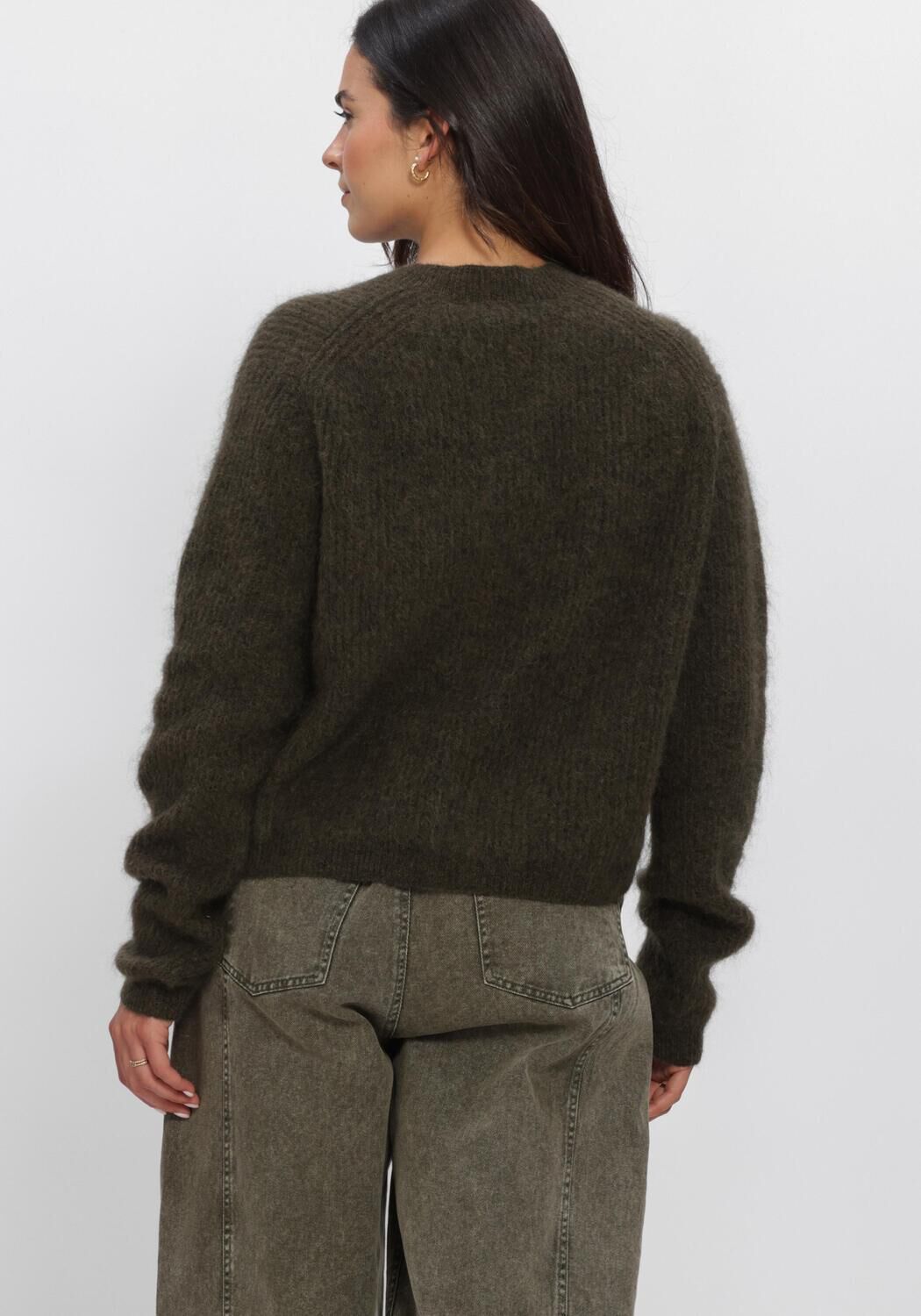 Zwarte SECOND FEMALE Vest ANDREA KNIT RIB LS CARDIGAN - large