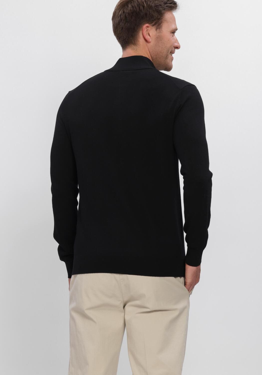 Zwarte PROFUOMO Trui PULLOVER HALF ZIP EXTRAFINE MERINO - large