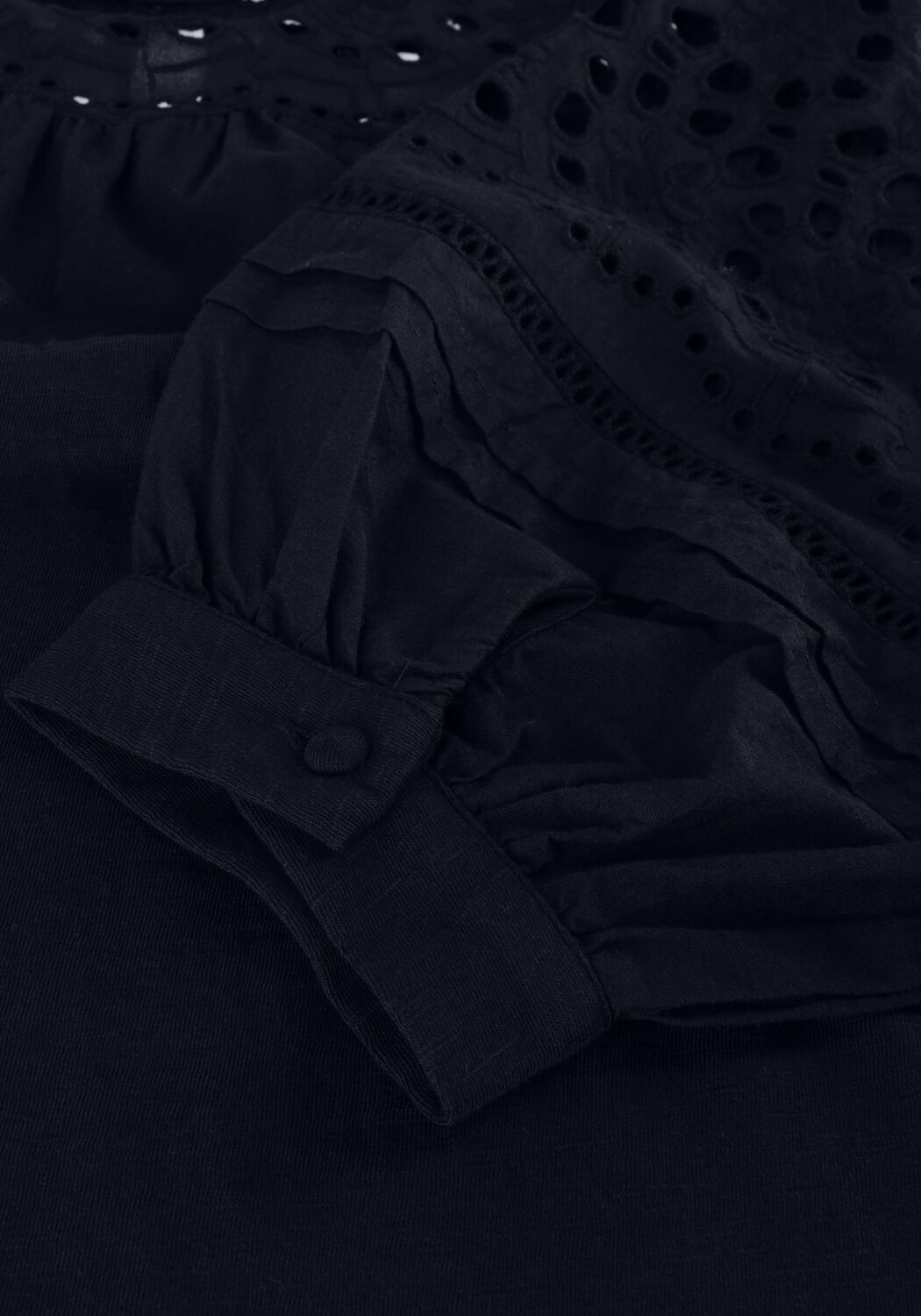 Donkerblauwe RUBY TUESDAY Top SALINA HALF SLEEVES BLOUSE WITH RUFFLE NECK AND EMBRO DETAILS - large