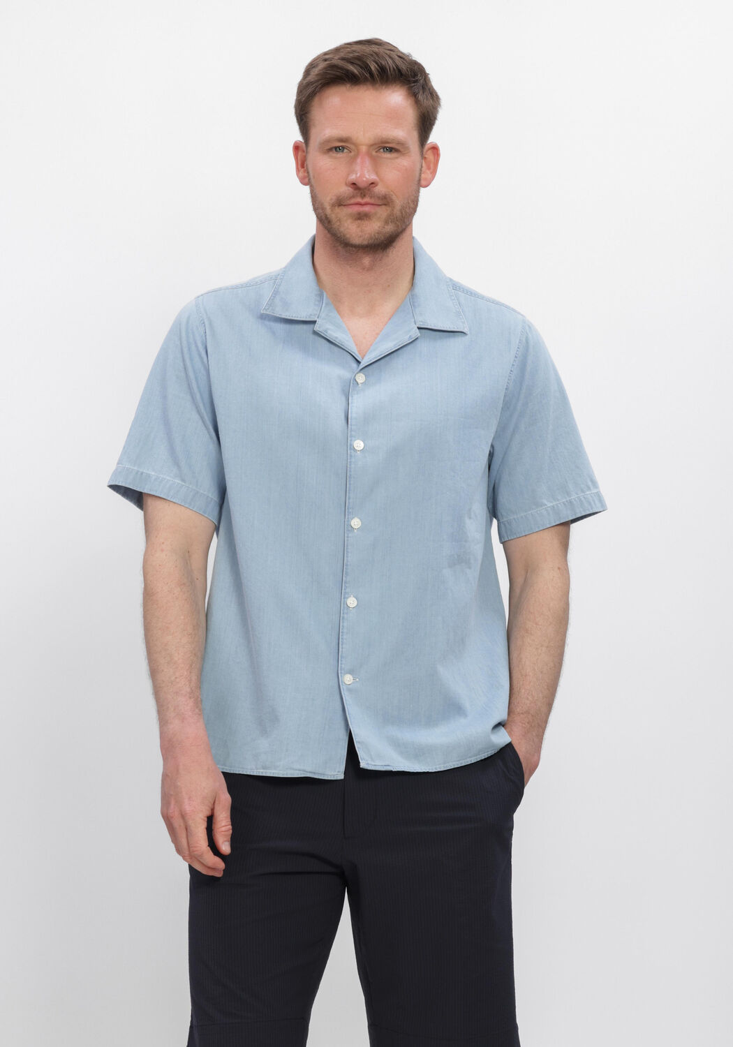 Blauwe NN.07 Casual overhemd JULIO SS 5765 - large