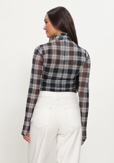 Zwarte DANTE6 Tops & T-shirts CASHA PRINTED CHECK MESH TOP - large